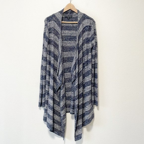 Barefoot Dreams Blue Striped Bamboo Chic Lite Cardigan L/XL Long Sleeve - Picture 3 of 10